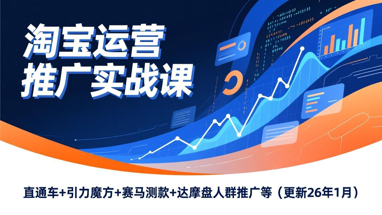 淘宝运营推广实战课，直通车+引力魔方+赛马测款+达摩盘人群推广等(更新26年1月-副业网