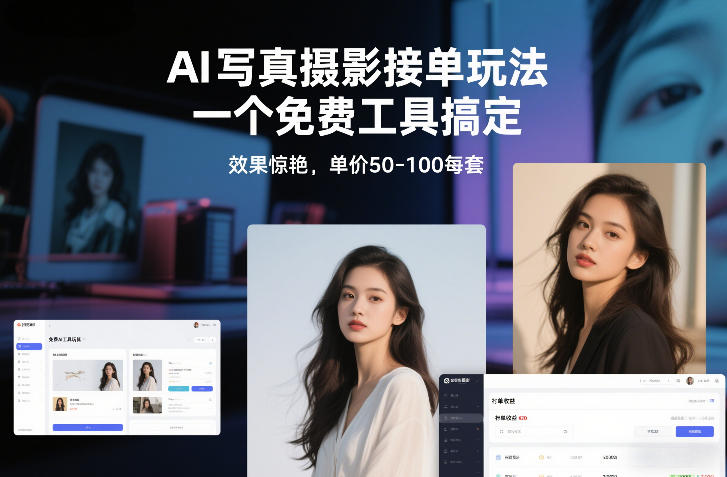 AI写真摄影接单玩法，一个免费工具搞定，效果惊艳，单价50-100每套-副业网