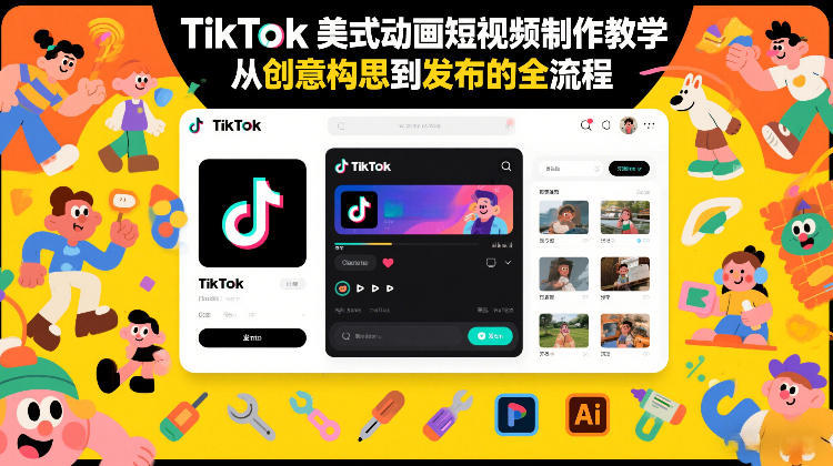 TikTok美式动画短视频制作教学，从创意构思到发布的全流程-副业网
