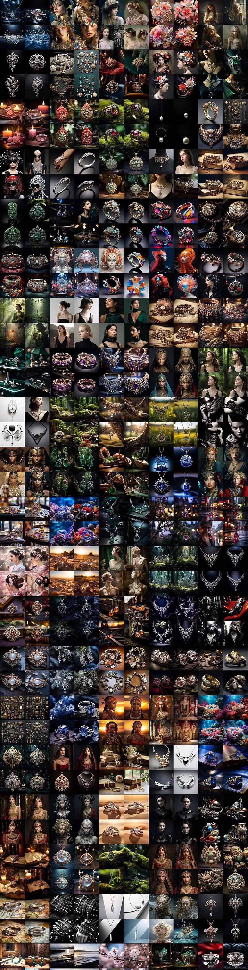 图片[10]-460+专业Midjourney珠宝摄影AI提示词+成效果图，戒指/项链/耳环/手链/宝石/及奢侈配饰等全品类-副业网