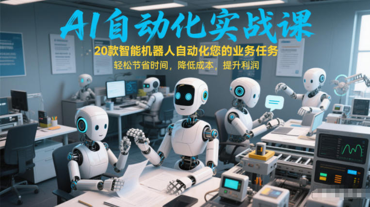 AI自动化实战课：20款智能机器人自动化您的业务任务，轻松节省时间，降低成本，提升利润-副业网