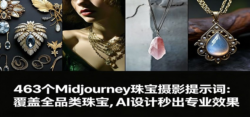 463个Midjourney珠宝摄影提示词：覆盖全品类珠宝，AI设计秒出专业效果-副业网