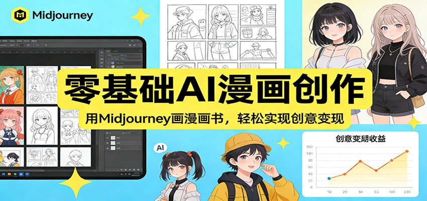 零基础AI漫画创作：用Midjourney画漫画书，轻松实现创意变现-副业网
