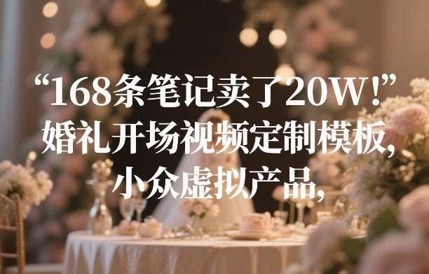 168条笔记卖了20W！婚礼开场视频定制模板，小众虚拟产品-副业网