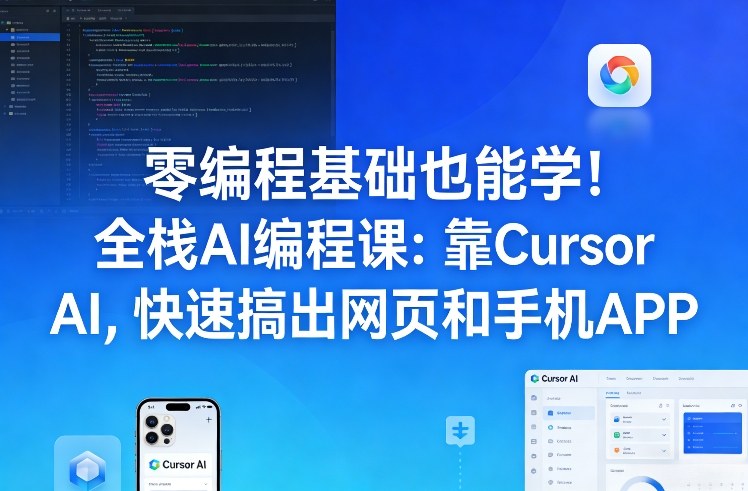 零编程基础也能学！全栈AI编程课：靠Cursor AI，快速搞出网页和手机APP-副业网