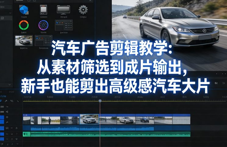 汽车广告剪辑教学：从素材筛选到成片输出，新手也能剪出高级感汽车大片-副业网