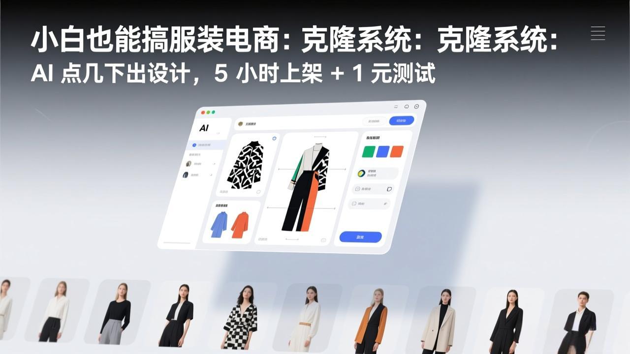 小白也能搞服装电商：克隆系统：AI 点几下出设计，5 小时上架 + 1 元测试-副业网