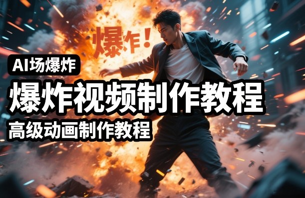 AI场景爆炸视频制作教程，利用人物实拍视频制作出高级的动画特效-副业网