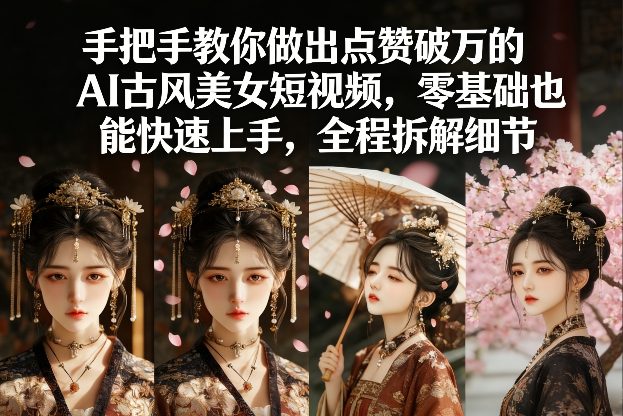 手把手教你做出点赞破万的AI古风美女短视频，零基础也能快速上手，全程拆解细节-副业网
