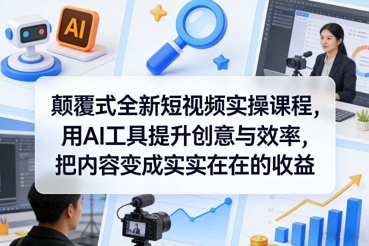 颠覆式全新短视频实操课程，用AI工具提升创意与效率，把内容变成实实在在的收益-副业网