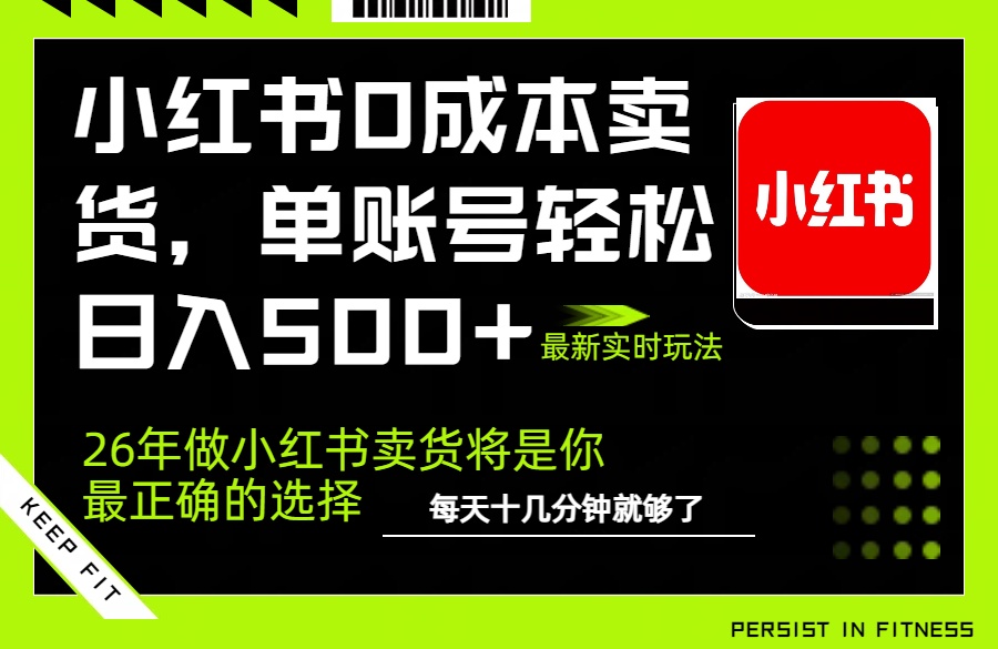 小红书0成本AI卖货，单账号轻松日入500+，完全托管AI，可矩阵放大-副业网