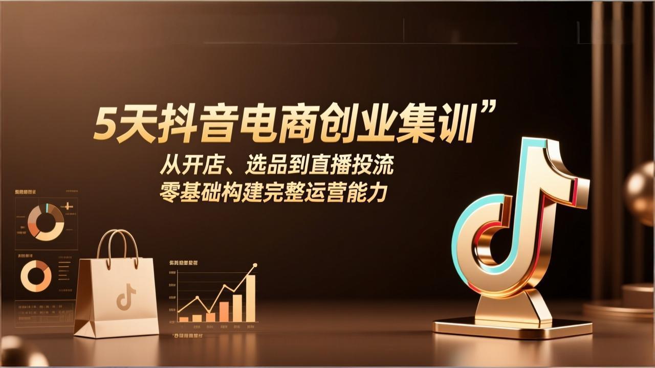 5天抖音电商创业集训：从开店、选品到直播投流，零基础构建完整运营能力-副业网