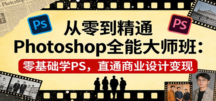 从零到精通Photoshop全能大师班：零基础学PS，直通商业设计变现-副业网