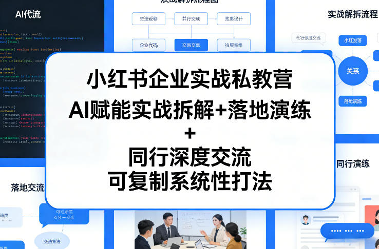 小红书企业实战私教营，AI赋能实战拆解+落地演练+同行深度交流，可复制系统性打法-副业网