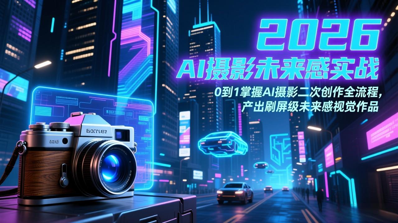 2026 AI摄影未来感实战：0到1掌握AI摄影二次创作全流程，产出刷屏级未来感视觉作品-副业网