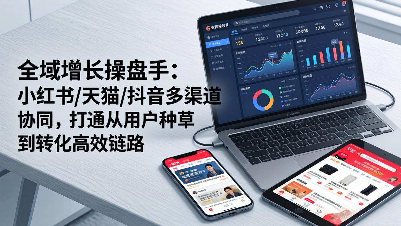 全域增长操盘手：小红书/天猫/抖音多渠道协同，打通从用户种草到转化高效链路-副业网