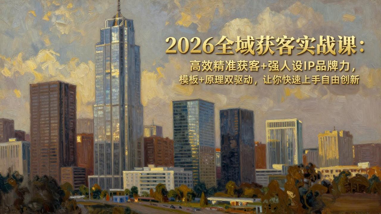 2026全域获客实战课：高效精准获客+强人设IP品牌力，模板+原理双驱动，让你快速上手自由创新-副业网