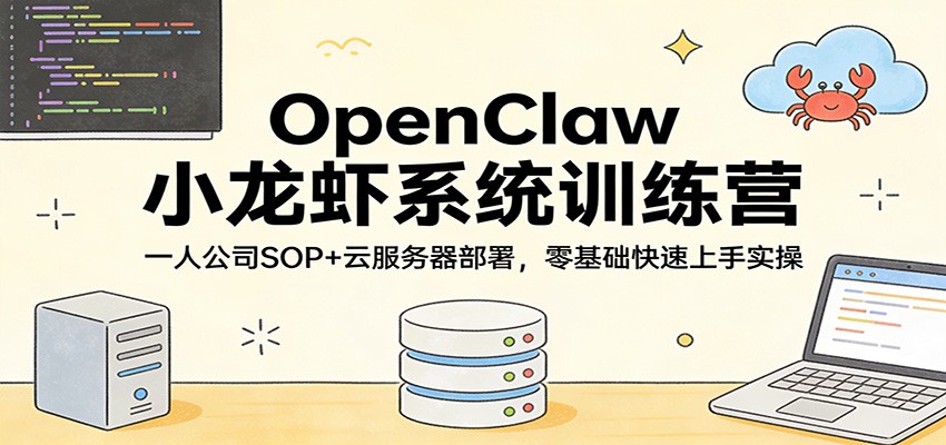 OpenClaw小龙虾系统训练营：一人公司SOP，云服务器部署，零基础快速上手实操-副业网
