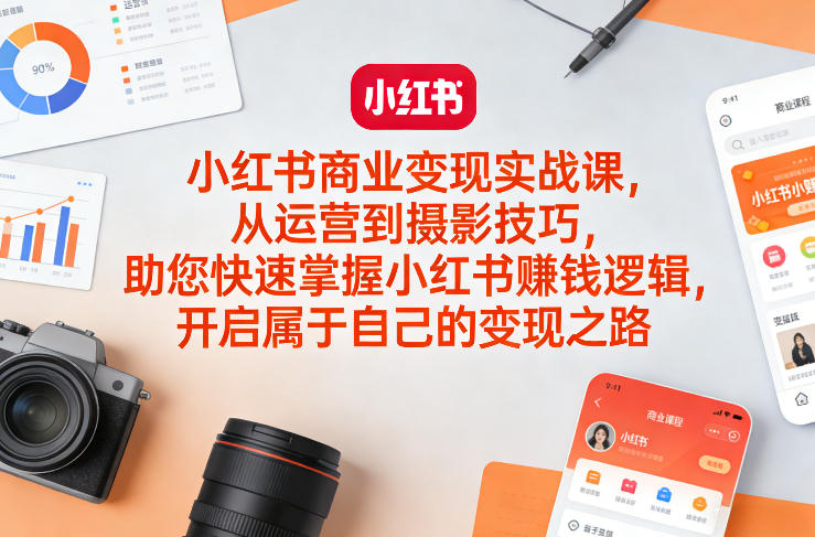 小红书商业变现实战课，从运营到摄影技巧，助您快速掌握小红书賺钱逻辑，开启属于自己的变现之路-副业网