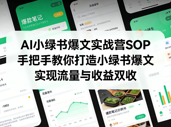 AI小绿书爆文实战营SOP，手把手教你打造小绿书爆文，实现流量与收益双收-副业网