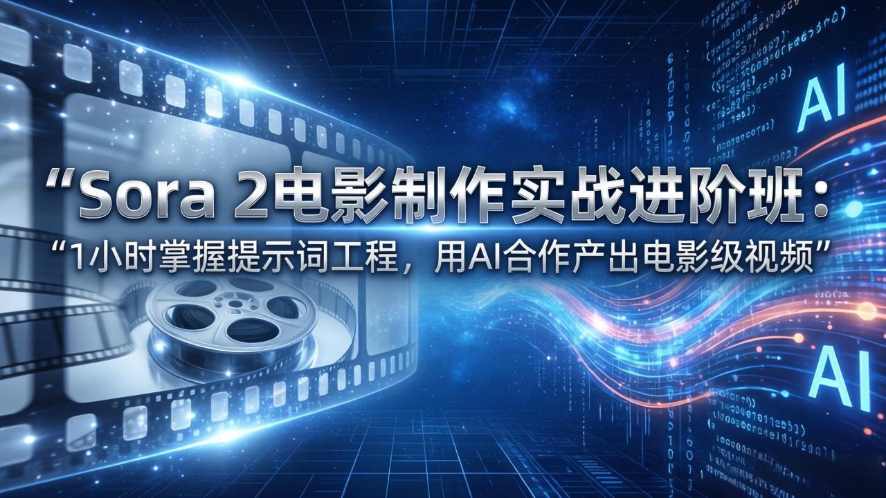 Sora 2电影制作实战进阶班：1小时掌握提示词工程，用AI合作产出电影级视频-副业网