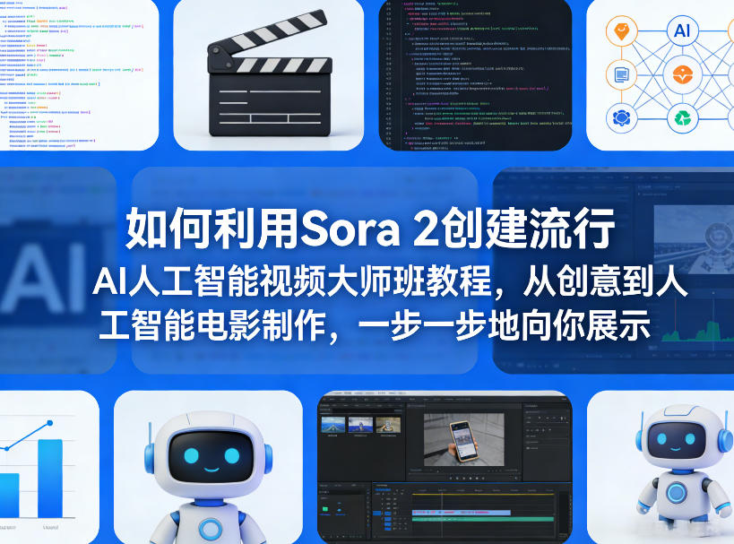 如何利用Sora 2创建流行AI人工智能视频大师班教程，从创意到人工智能电影制作，一步一步地向你展示-副业网