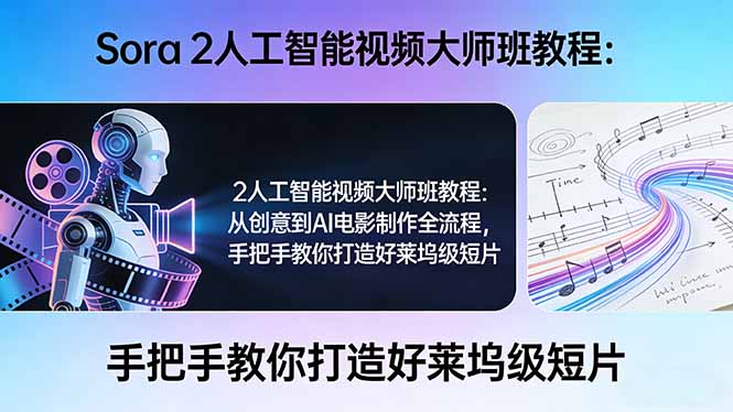 Sora 2人工智能视频大师班教程：从创意到AI电影制作全流程，手把手教你打造好莱坞级短片-副业网