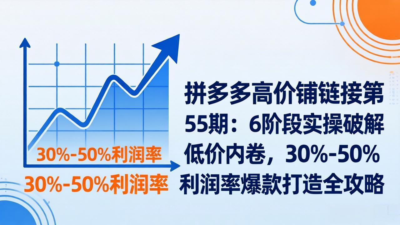 拼多多高价铺链接第55期：6阶段实操破解低价内卷，30%-50%利润率爆款打造全攻略-副业网