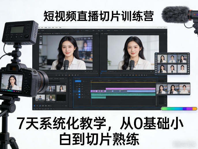 短视频直播切片训练营，7天系统化教学，从0基础小白到切片熟练-副业网