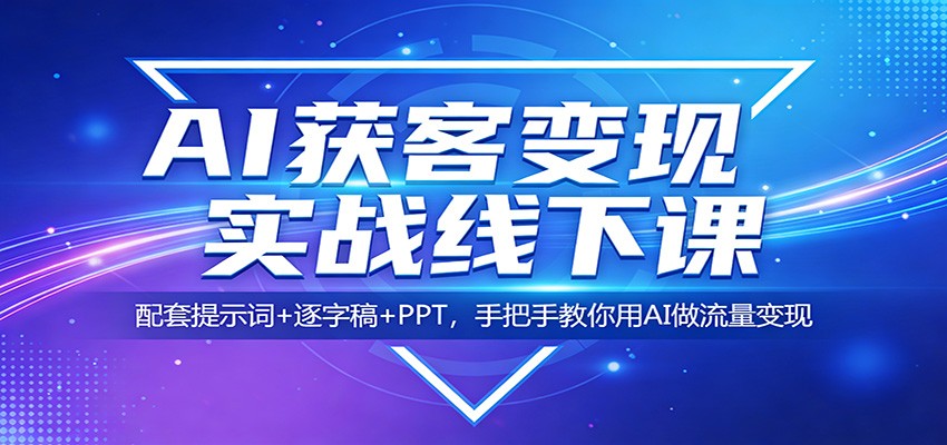AI获客变现实战线下课：配套提示词+逐字稿+PPT，手把手教你用AI做流量变现-副业网
