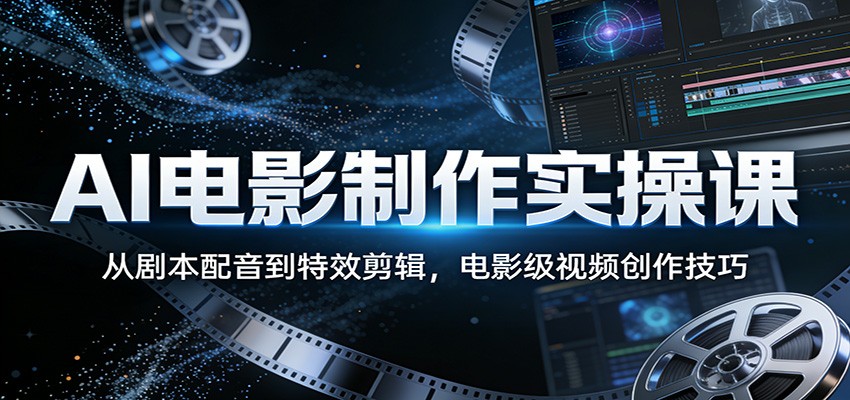 AI电影制作实操课：从剧本配音到特效剪辑，电影级视频创作技巧-副业网