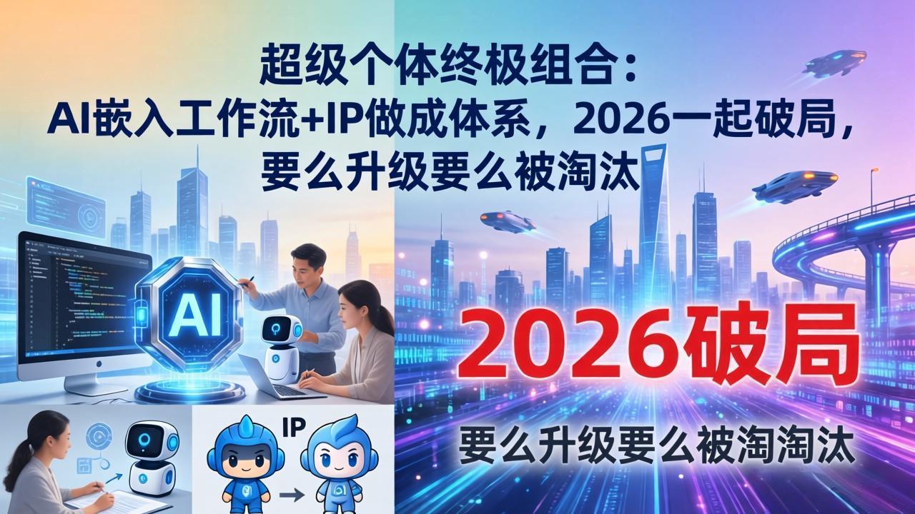 超级个体终极组合：AI嵌入工作流+IP做成体系，2026一起破局，要么升级要么被淘汰-副业网