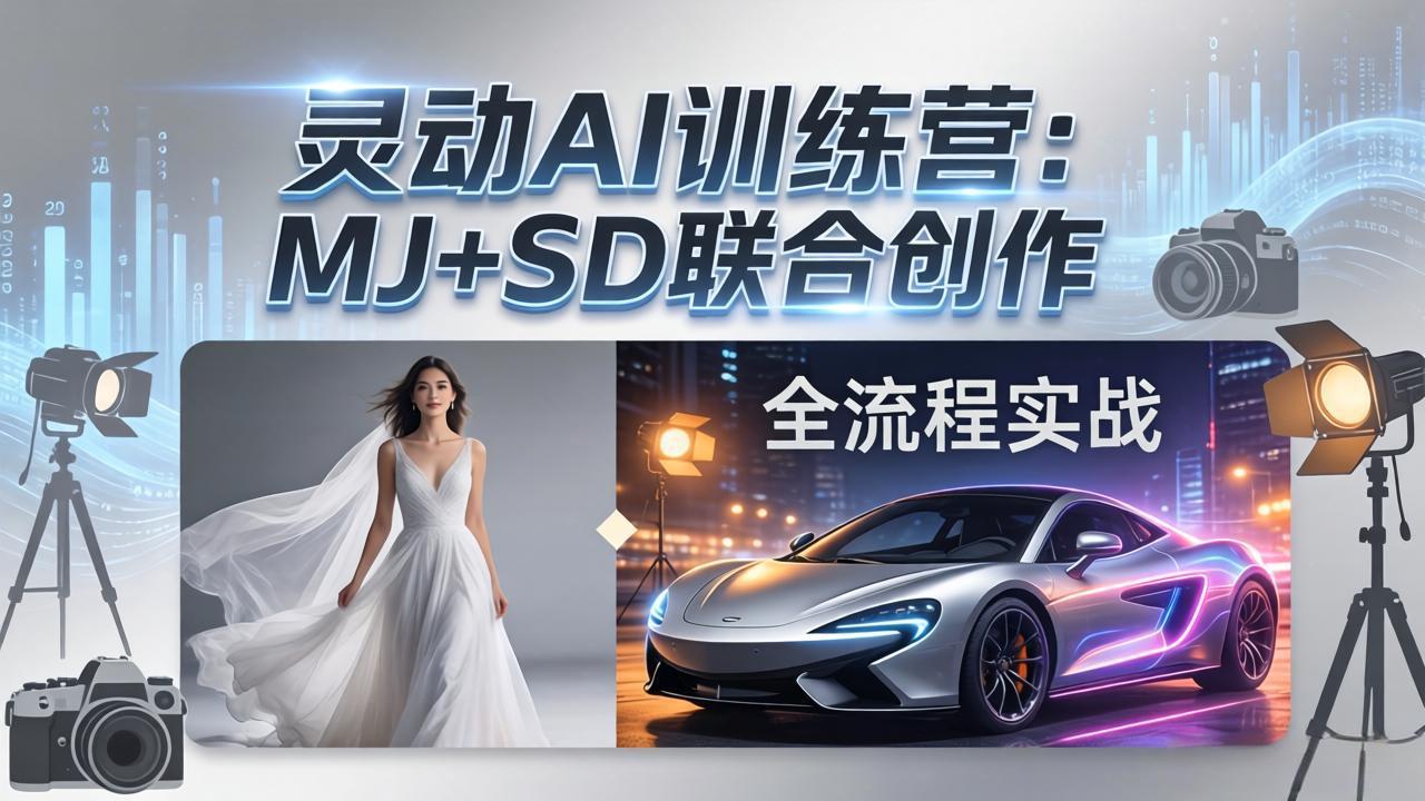 灵动AI训练营-3.0课程：MJ+SD联合创作，从婚纱大片到汽车广告，摄影后期全流程实战-副业网