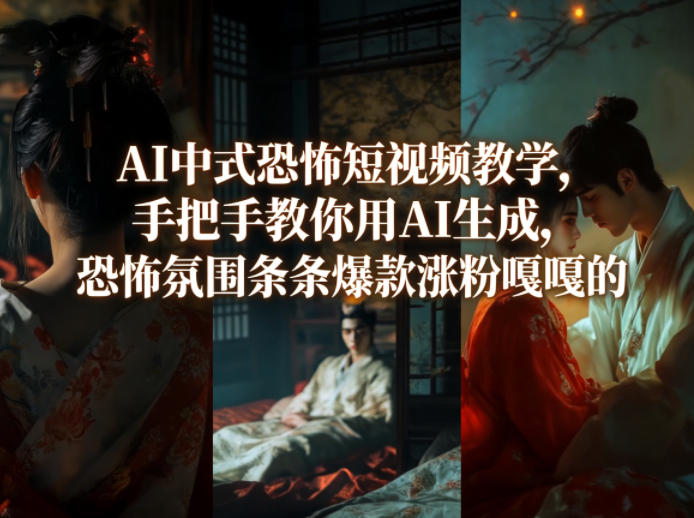 AI中式恐怖短视频教学，手把手教你用AI生成，恐怖氛围条条爆款涨粉嘎嘎的-副业网