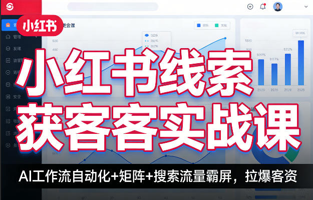 小红书线索获客实战课，AI工作流自动化+矩阵+搜索流量霸屏，拉爆客资-副业网