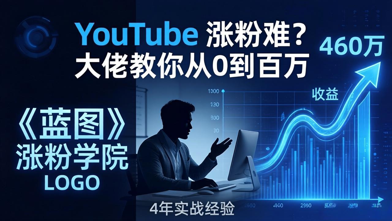 YouTube 涨粉难？《蓝图涨粉学院》：4 年赚 460 万的大佬教策略，从0到百万有路径！-副业网