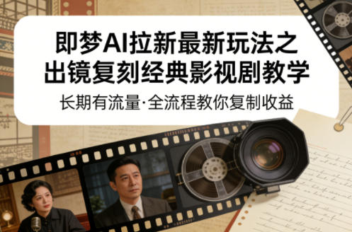 即梦AI拉新最新玩法之出镜复刻经典影视剧教学，长期有流量，全流程教你复制收益-副业网