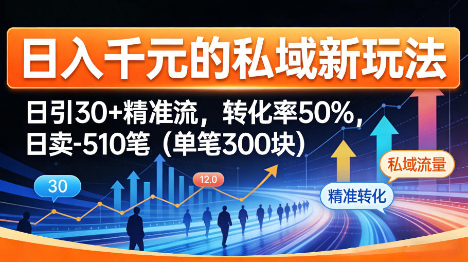 日入千米的私域新玩法：日引30＋精准流，转化率50%，日卖5-10笔(单笔300米)-副业网