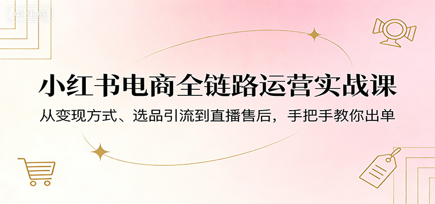 小红书电商全链路运营实战课：从变现方式、选品引流到直播售后，手把手教你出单-副业网