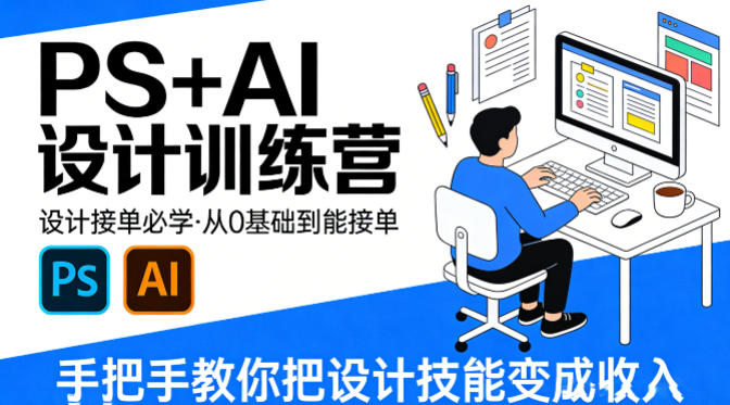 设计接单必学，PS+AI设计训练营，从0基础到能接单，手把手教你把设计技能变成收入-副业网