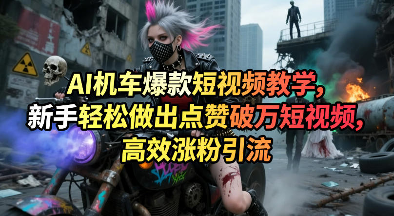 AI机车爆款短视频教学，新手轻松做出点赞破万短视频，高效涨粉引流-副业网