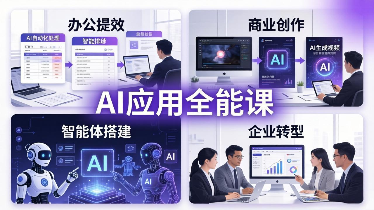AIGC 应用全能课：办公提效、商业创作、智能体搭建、企业转型，一站式学会AI应用-副业网