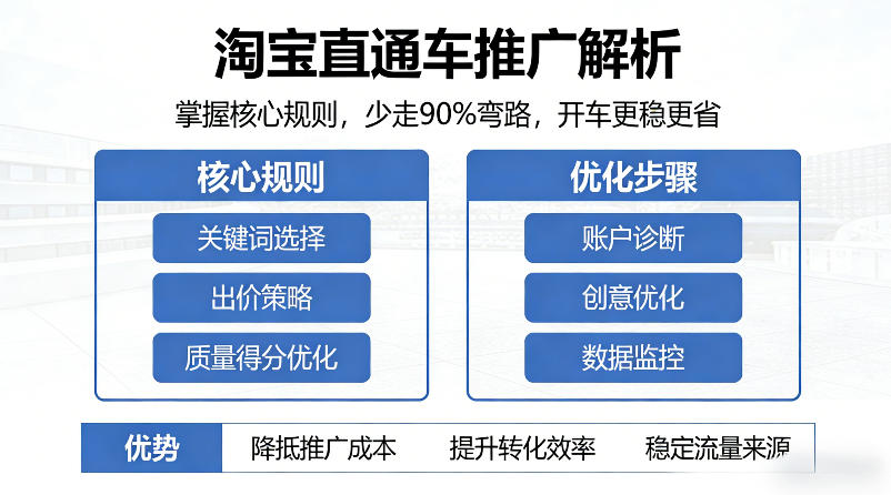 淘宝直通车推广解析，掌握核心规则，少走90%弯路，开车更稳更省-副业网