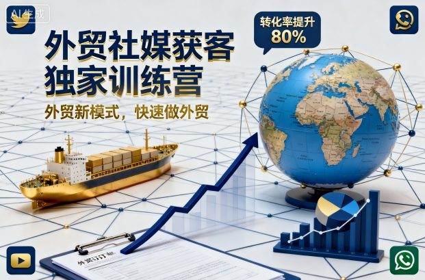 外贸社媒获客独家训练营，外贸新模式，快速做外贸(更新26年3月)-副业网
