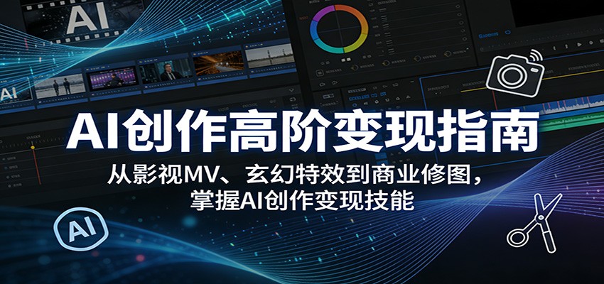 AI创作高阶变现指南：从影视MV、玄幻特效到商业修图，掌握AI创作变现技能-副业网