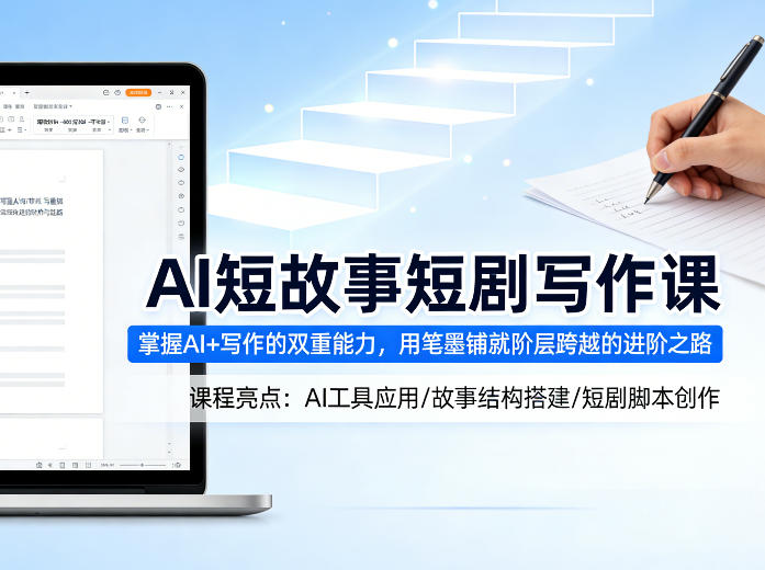 AI短故事短剧写作课，掌握AI+写作的双重能力，用笔墨铺就阶层跨越的进阶之路-副业网