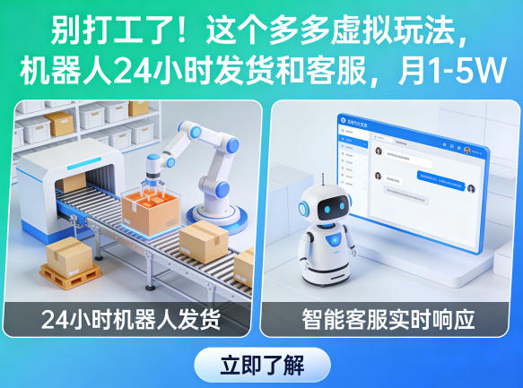 别打工了！这个多多虚拟玩法，机器人24小时发货和客服，月1-5W【揭秘】-副业网
