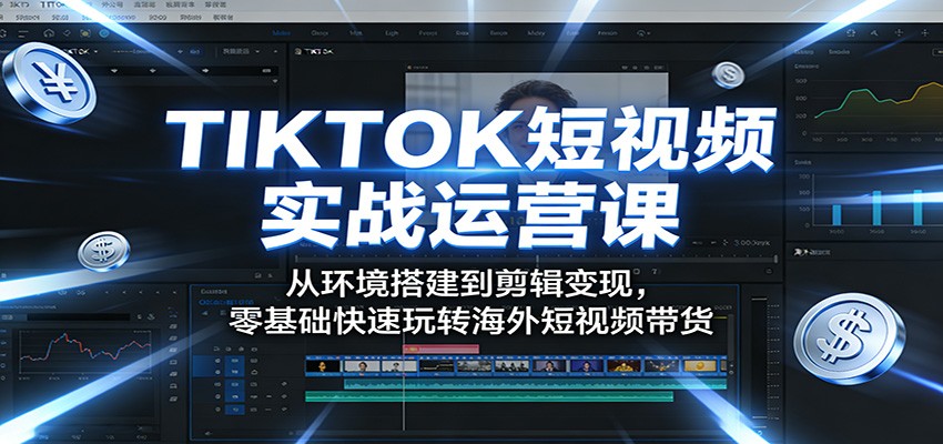 TIKTOK短视频实战运营课：从环境搭建到剪辑变现，零基础快速玩转海外短视频带货-副业网