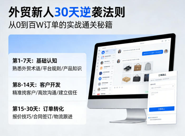 外贸新人30天逆袭法则，教你从0到百W订单的实战通关秘籍-副业网