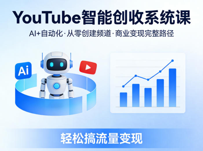 YouTube智能创收系统课，AI+自动化，从零创建YouTube频道并实现商业变现的完整路径，轻松搞流量变现-副业网